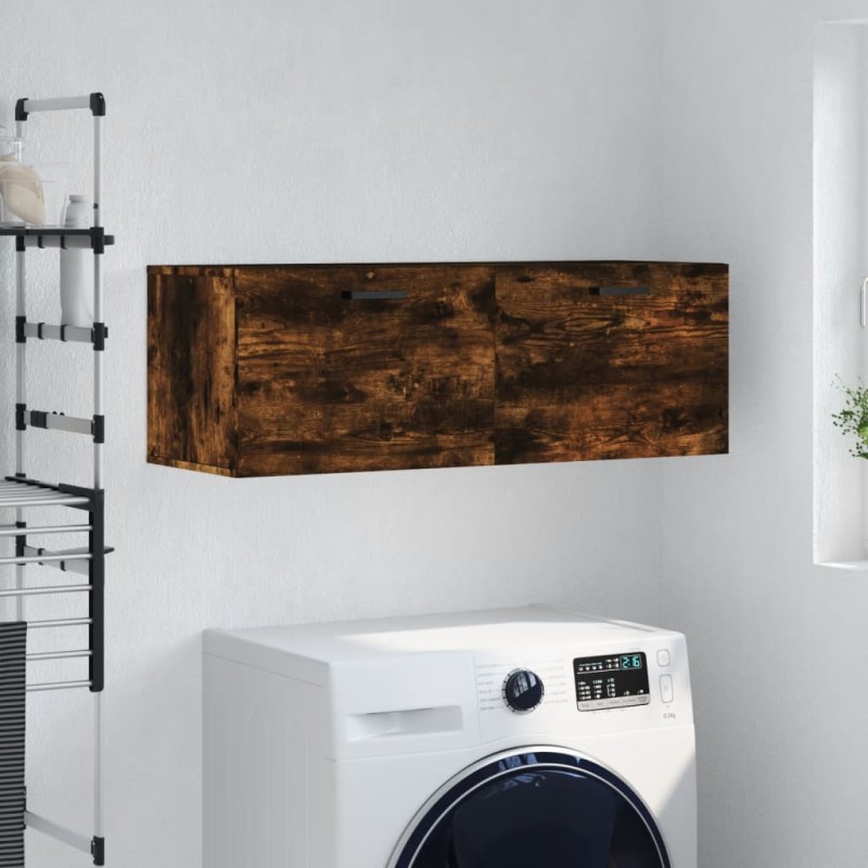 vidaXL Armario de pared madera ingeniería roble ahumado 100x36,5x35 cm vidaXL Armario de pared madera ingeniería roble ahumado 100x36,5x35 cm
