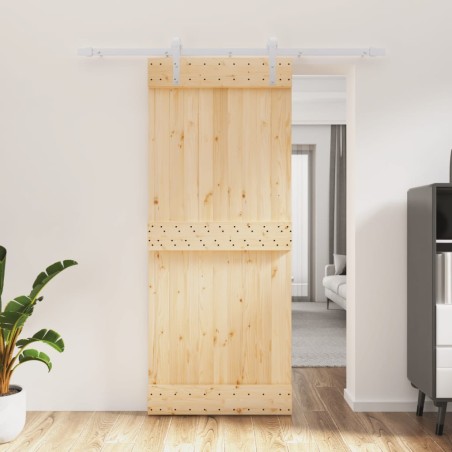 vidaXL Puerta corredera con herrajes madera maciza de pino 85x210 cm