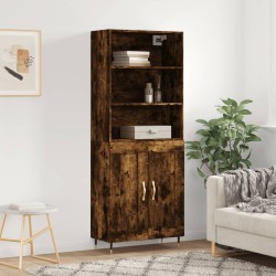 vidaXL Aparador alto madera contrachapada roble ahumado 69,5x34x180 cm