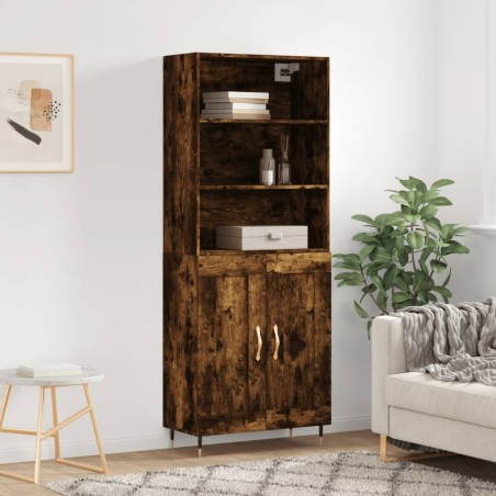 vidaXL Aparador alto madera contrachapada roble ahumado 69,5x34x180 cm
