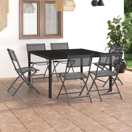 vidaXL Juego de comedor para jardín 7 piezas acero
