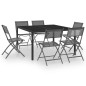 vidaXL Juego de comedor para jardín 7 piezas acero vidaXL Juego de comedor para jardín 7 piezas acero