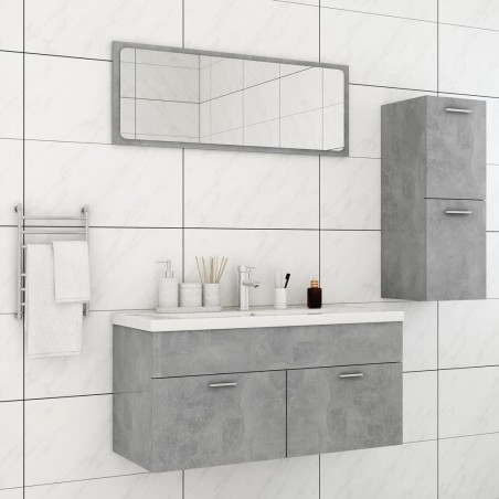 vidaXL Juego de muebles de baño madera de ingeniería gris hormigón