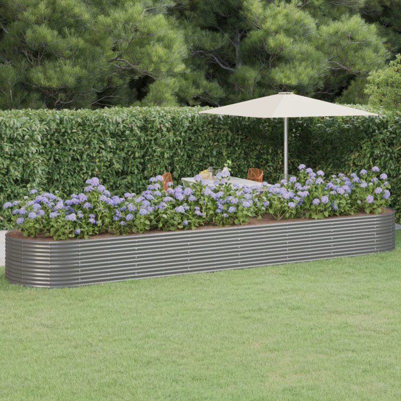 vidaXL Jardinera arriate acero recubrimiento polvo gris 584x140x68 cm vidaXL Jardinera arriate acero recubrimiento polvo gris 584x140x68 cm