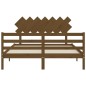 vidaXL Estructura de cama matrimonio con cabecero madera marrón miel
