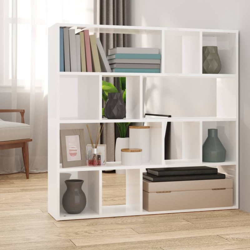 vidaXL Estantería/divisor de espacios blanco brillo 105x24x102 cm vidaXL Estantería/divisor de espacios blanco brillo 105x24x102 cm