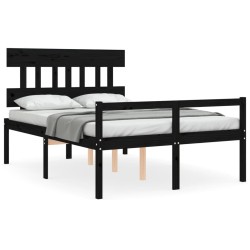 vidaXL Cama personas mayores cabecero madera maciza negro 120x200 cm