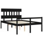 vidaXL Cama personas mayores cabecero madera maciza negro 120x200 cm vidaXL Cama personas mayores cabecero madera maciza negro 120x200 cm