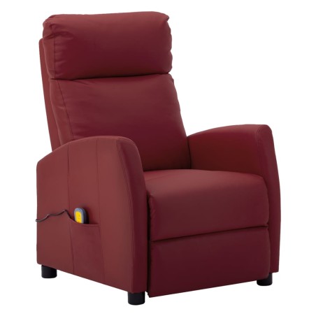 vidaXL Sillón de masaje eléctrico cuero sintético rojo tinto