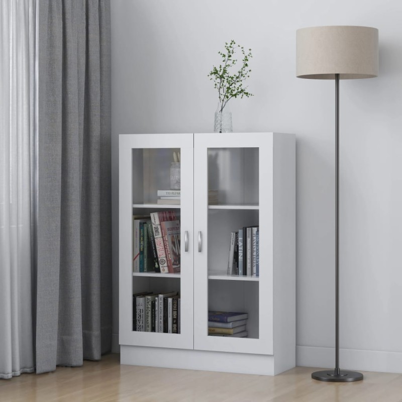 vidaXL Vitrina de madera contrachapada blanco 82,5x30,5x115 cm vidaXL Vitrina de madera contrachapada blanco 82,5x30,5x115 cm