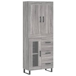 vidaXL Aparador alto madera contrachapada gris sonoma 69,5x34x180 cm