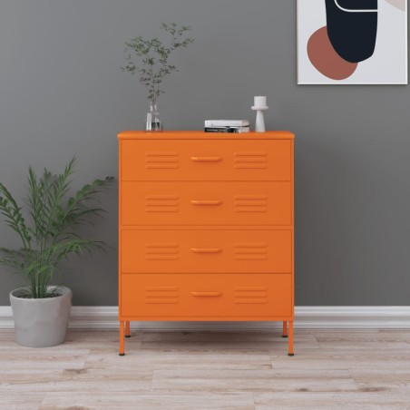 vidaXL Armario de cajones de acero naranja 80x35x101,5 cm