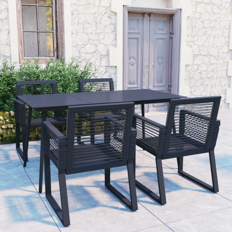 vidaXL Juego de comedor para jardín 5 piezas ratán PVC negro vidaXL Juego de comedor para jardín 5 piezas ratán PVC negro