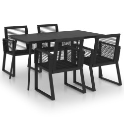 vidaXL Juego de comedor para jardín 5 piezas ratán PVC negro