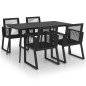 vidaXL Juego de comedor para jardín 5 piezas ratán PVC negro vidaXL Juego de comedor para jardín 5 piezas ratán PVC negro