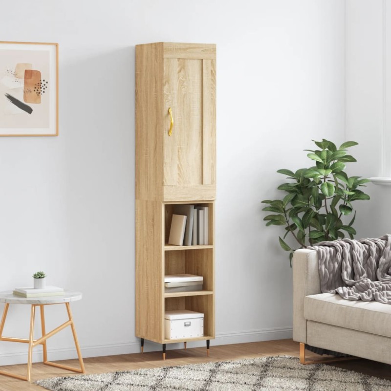 vidaXL Aparador de madera contrachapada roble Sonoma 34,5x34x180 cm vidaXL Aparador de madera contrachapada roble Sonoma 34,5x34x180 cm