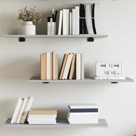 vidaXL Estantes pared 4 uds madera ingeniería gris Sonoma 80x30x1,5 cm