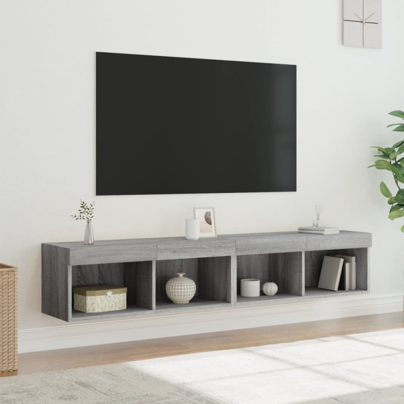 vidaXL Mueble de TV con luces LED gris Sonoma 80x30x30 cm