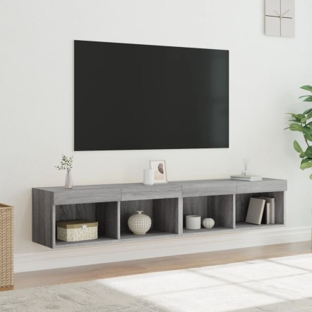 vidaXL Mueble de TV con luces LED gris Sonoma 80x30x30 cm