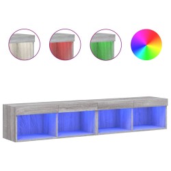 vidaXL Mueble de TV con luces LED gris Sonoma 80x30x30 cm