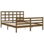 vidaXL Estructura de cama matrimonio con cabecero madera marrón miel vidaXL Estructura de cama matrimonio con cabecero madera marrón miel