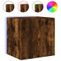 vidaXL Mueble de TV de pared con luces LED roble ahumado 40,5x35x40 cm