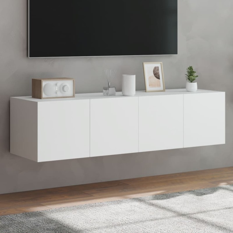 vidaXL Muebles de TV de pared con luces LED 2 uds blanco 60x35x31 cm