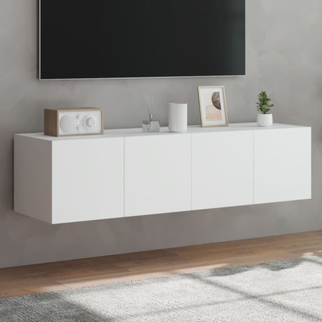 vidaXL Muebles de TV de pared con luces LED 2 uds blanco 60x35x31 cm