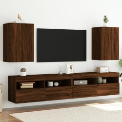 vidaXL Muebles de TV de pared 2 uds madera marrón roble 40,5x30x60 cm