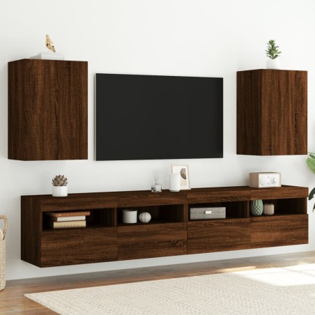 vidaXL Muebles de TV de pared 2 uds madera marrón roble 40,5x30x60 cm
