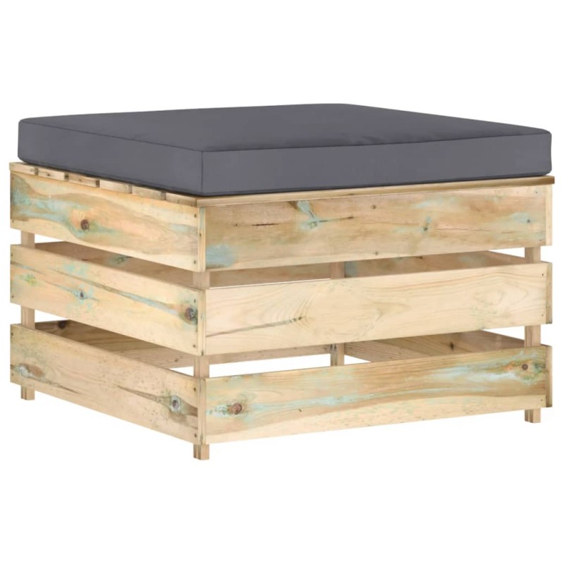 vidaXL Otomana seccional con cojín madera impregnada verde vidaXL Otomana seccional con cojín madera impregnada verde