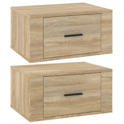 vidaXL Mesitas de noche de pared 2 uds color roble Sonoma 50x36x25 cm