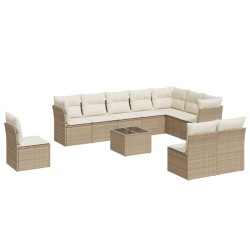 vidaXL Set de sofás de jardín 11pzas con cojines ratán sintético beige
