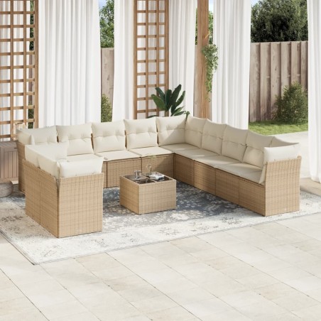 vidaXL Set de sofás de jardín 12 pzas y cojines ratán sintético marrón