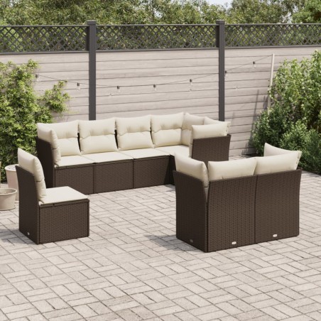 vidaXL Set sofás de jardín 8 piezas y cojines ratán sintético marrón