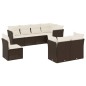 vidaXL Set sofás de jardín 8 piezas y cojines ratán sintético marrón vidaXL Set sofás de jardín 8 piezas y cojines ratán sintético marrón