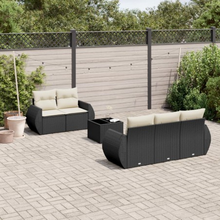 vidaXL Set de sofás de jardín 6 piezas y cojines ratán sintético negro