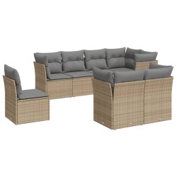 vidaXL Juego de sofás de jardín con cojines beige 8 pzas ratán PE