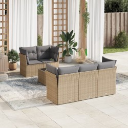 vidaXL Juego de sofás jardín con cojines 6 pzas ratán sintético beige