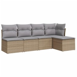 vidaXL Juego de sofás jardín con cojines 5 pzas ratán sintético beige