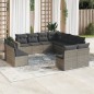 vidaXL Set de sofás de jardín 11 pzas y cojines ratán sintético gris vidaXL Set de sofás de jardín 11 pzas y cojines ratán sintético gris