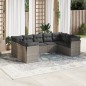 vidaXL Set de muebles de jardín 9 pzas y cojines ratán sintético gris vidaXL Set de muebles de jardín 9 pzas y cojines ratán sintético gris