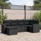 vidaXL Set de sofás de jardín 6 piezas y cojines ratán sintético negro