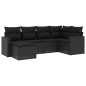 vidaXL Set de sofás de jardín 6 piezas y cojines ratán sintético negro