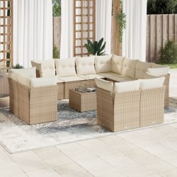 vidaXL Set de sofás de jardín 12 pzas y cojines ratán sintético marrón