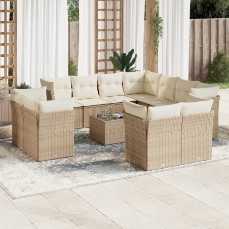vidaXL Set de sofás de jardín 12 pzas y cojines ratán sintético marrón