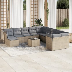 vidaXL Set de sofás de jardín 12 pzas y cojines ratán sintético marrón