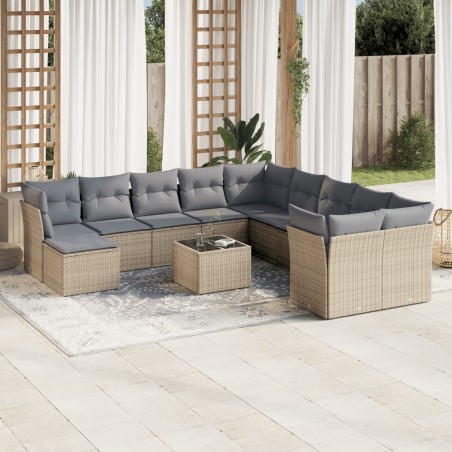 vidaXL Set de sofás de jardín 12 pzas y cojines ratán sintético marrón