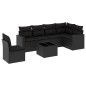 vidaXL Set de comedor de jardín 7 pzas y cojines ratán sintético negro vidaXL Set de comedor de jardín 7 pzas y cojines ratán sintético negro