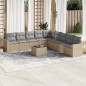 vidaXL Juego de sofás jardín con cojines beige 10 pzas ratán sintético